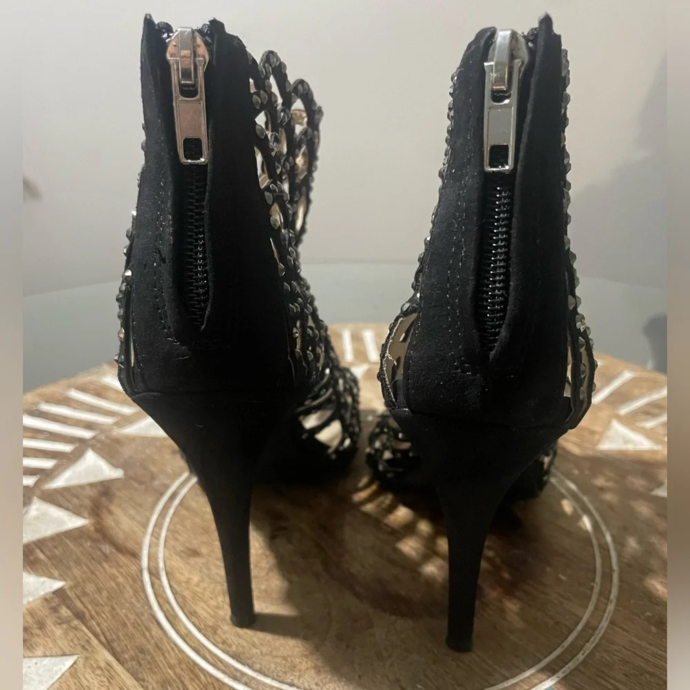 Zigi Soho Duran black rhinestone caged heels size 8.5 woman shoe - Picture 6 of 10